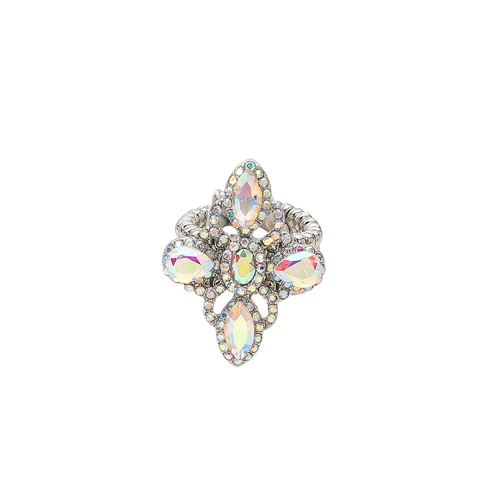 Chasity AB Silver Stretch Rhinestone Competition Ring