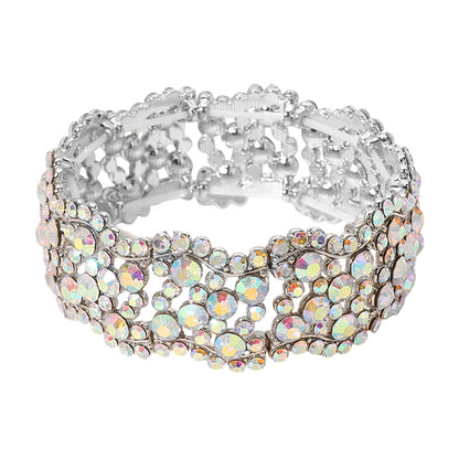Fatima AB Silver Stretch Rhinestone Competition Bracelet