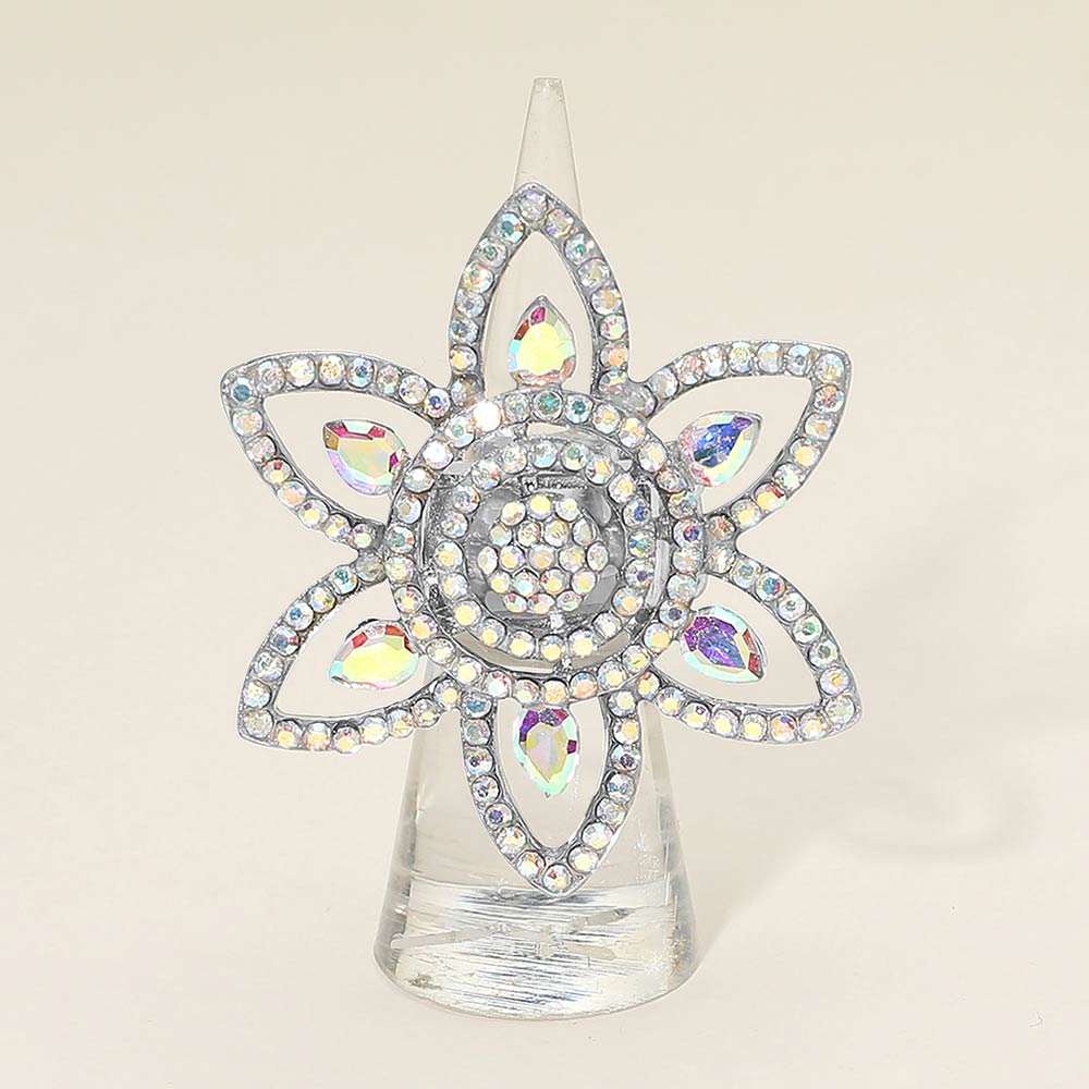 Jordan AB Silver Stretch Rhinestone Competition Ring