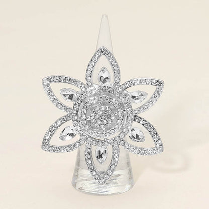 Jordan Silver Stretch Rhinestone Competition Ring