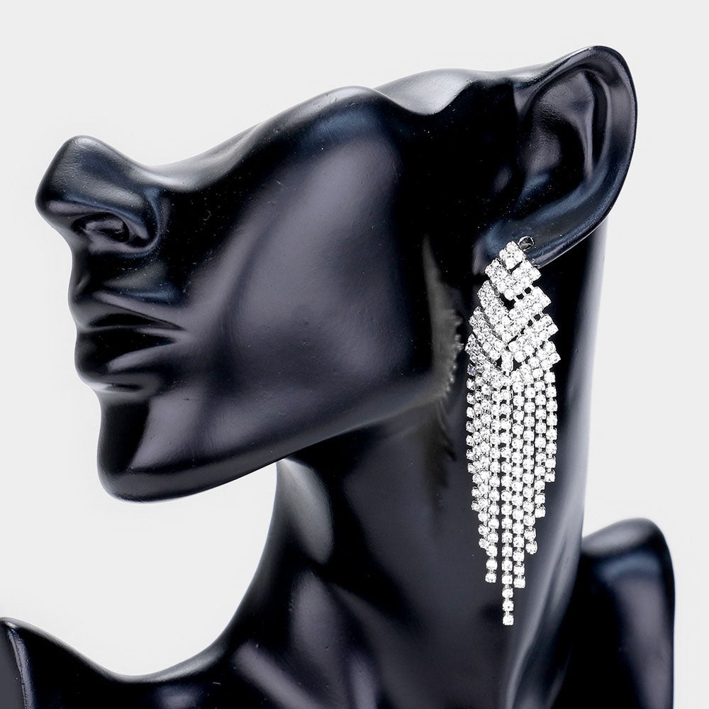 Kathie Silver Rhinestone Competition Earrings
