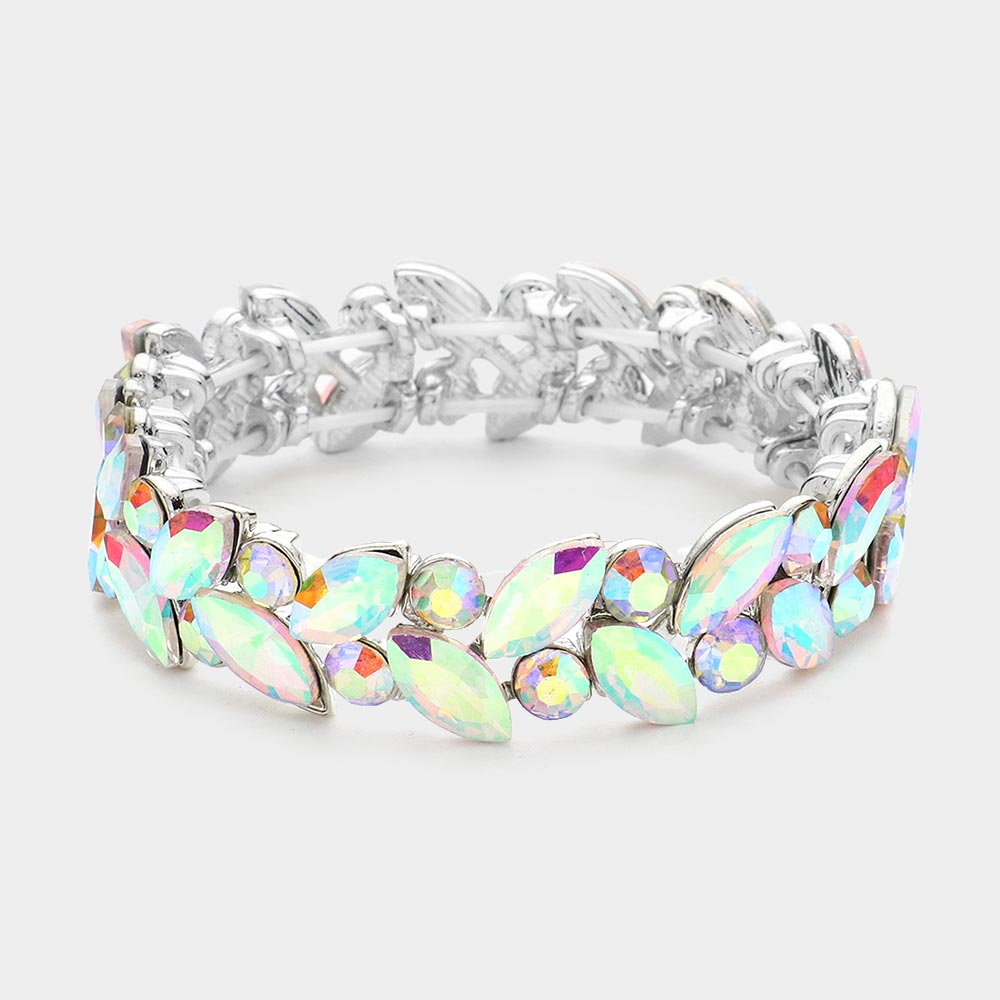 Lauryn AB Silver Stretch Rhinestone Competition Bracelet