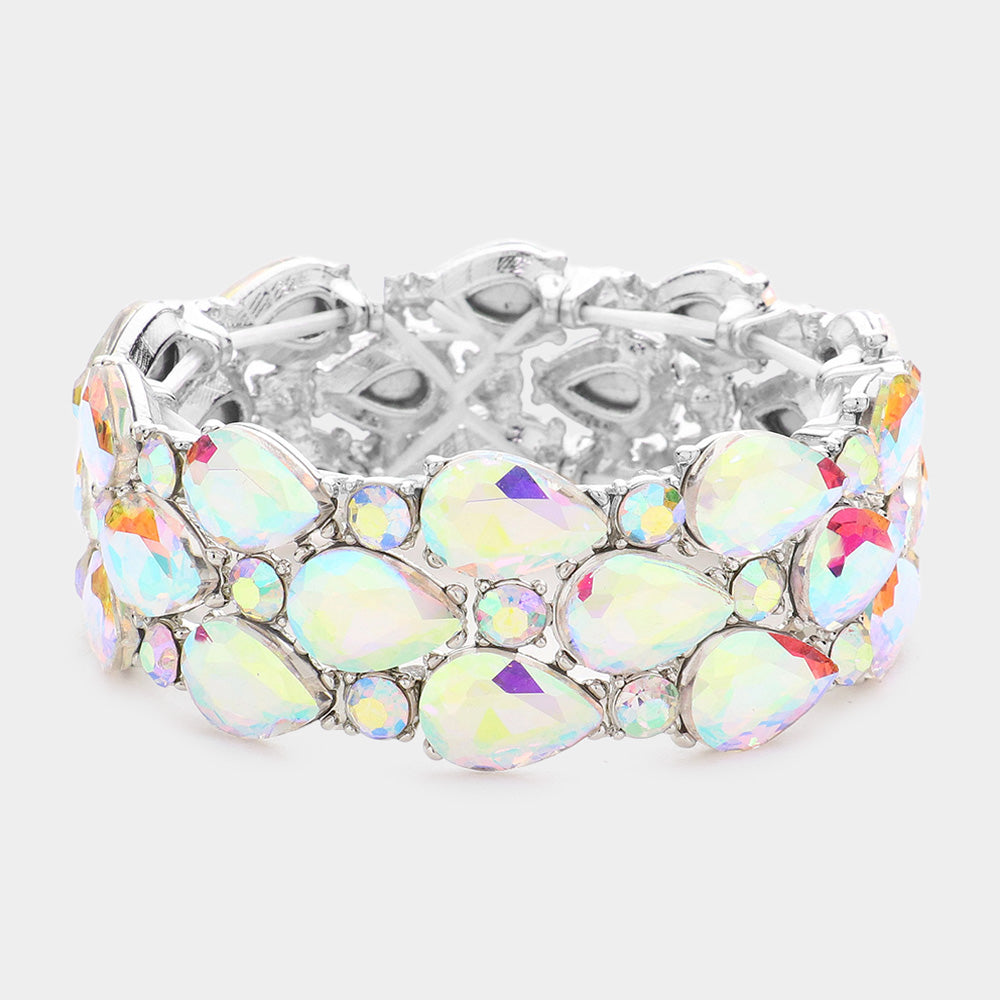 Lesharner AB Silver Stretch Rhinestone Competition Bracelet