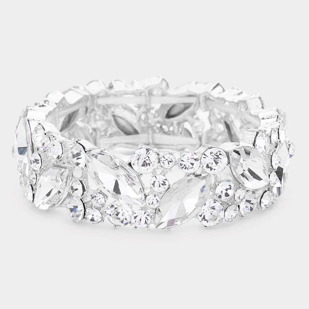 Madison Silver Stretch Rhinestone Competition Bracelet Restocked!