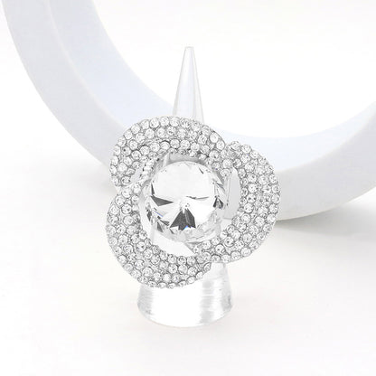 Naomi Silver Stretch Rhinestone Competition Ring