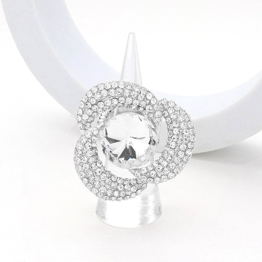 Naomi Silver Stretch Rhinestone Competition Ring