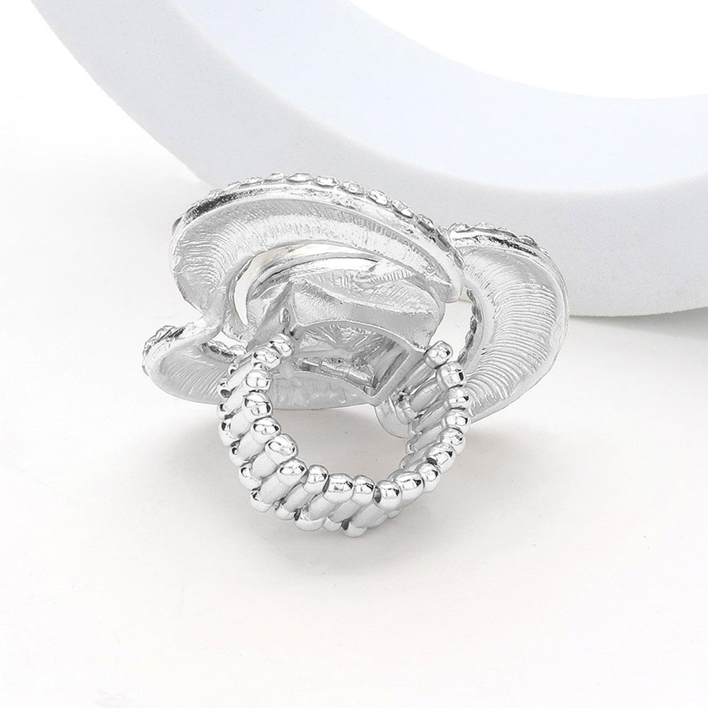 Naomi Silver Stretch Rhinestone Competition Ring