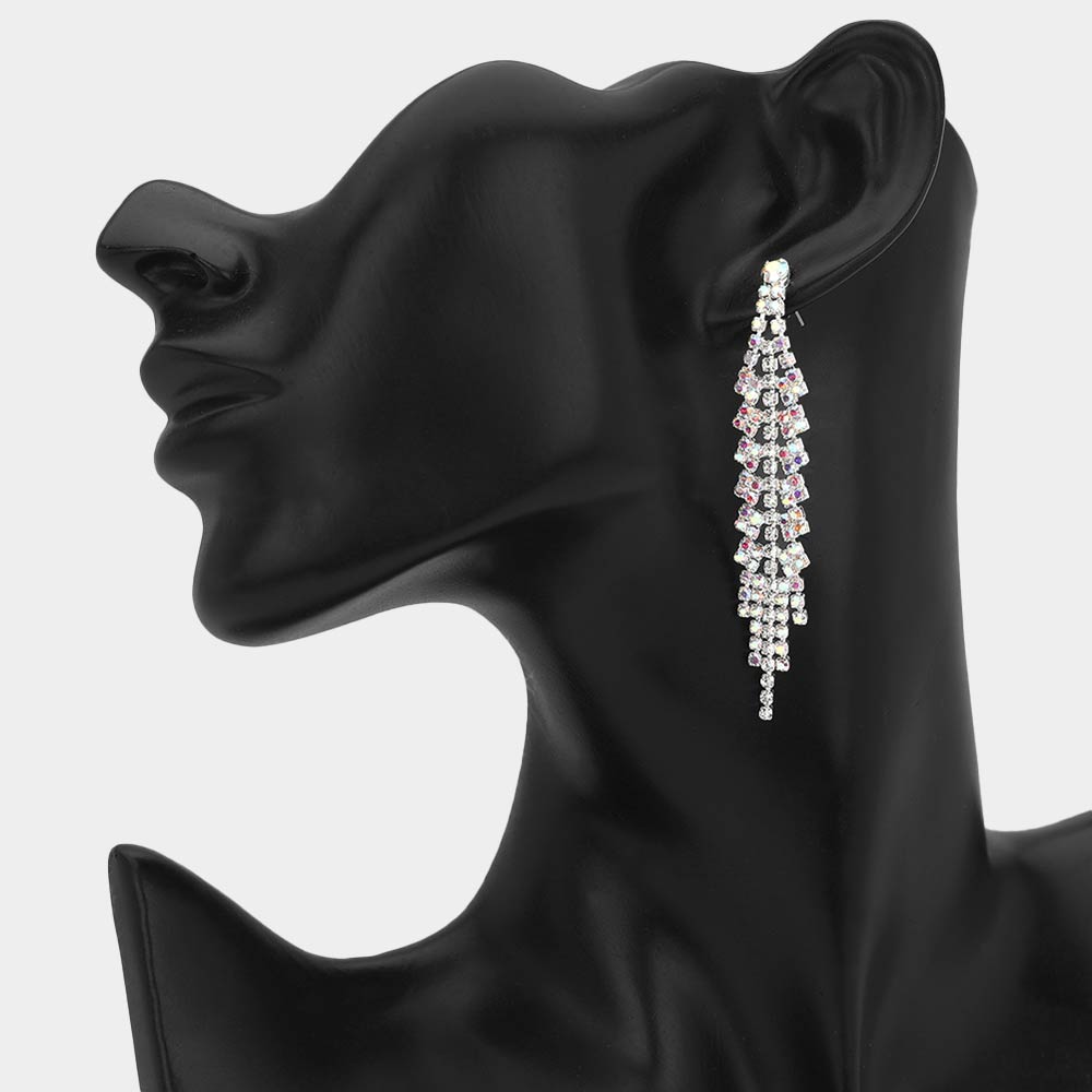 Nora AB Silver Rhinestone Competition Earrings (Petite)
