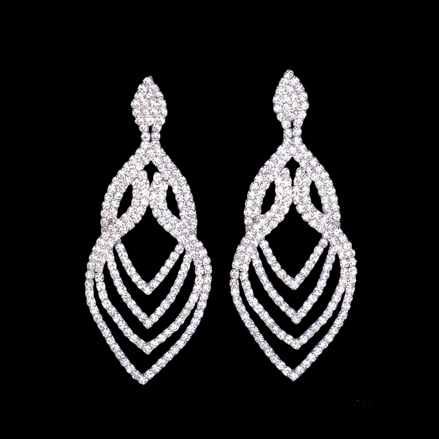 Zoey Silver Rhinestone Competition Earrings