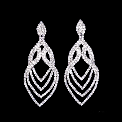 Zoey Silver Rhinestone Competition Earrings