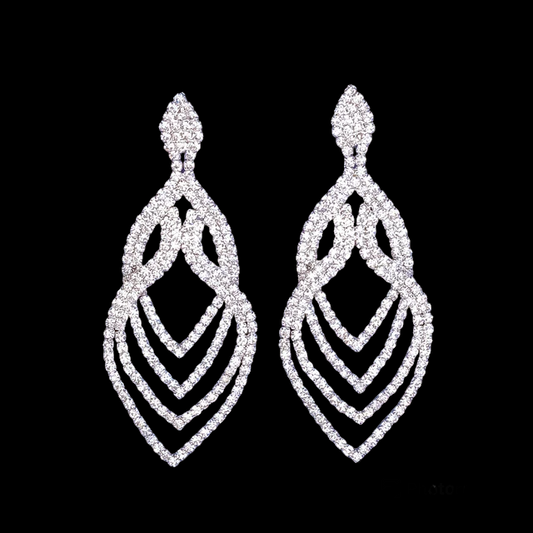 Zoey Silver Rhinestone Competition Earrings