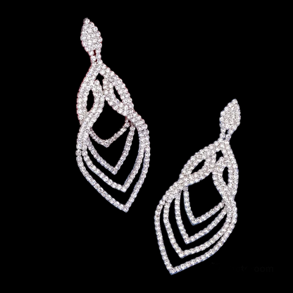 Zoey Silver Rhinestone Competition Earrings
