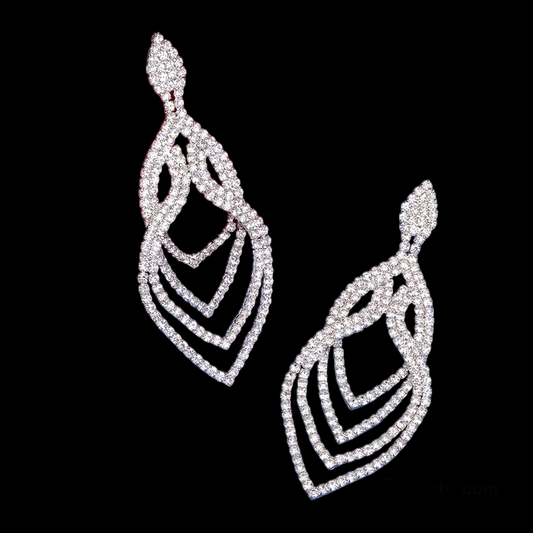 Zoey Silver Rhinestone Competition Earrings