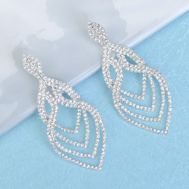 Zoey Silver Rhinestone Competition Earrings