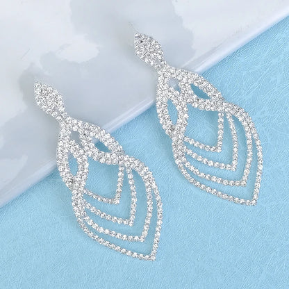 Zoey Silver Rhinestone Competition Earrings