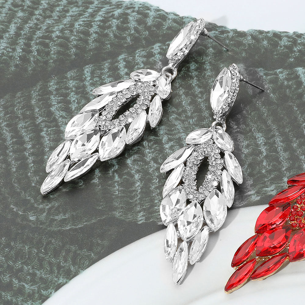 Sadie Silver Rhinestone Competition Earrings