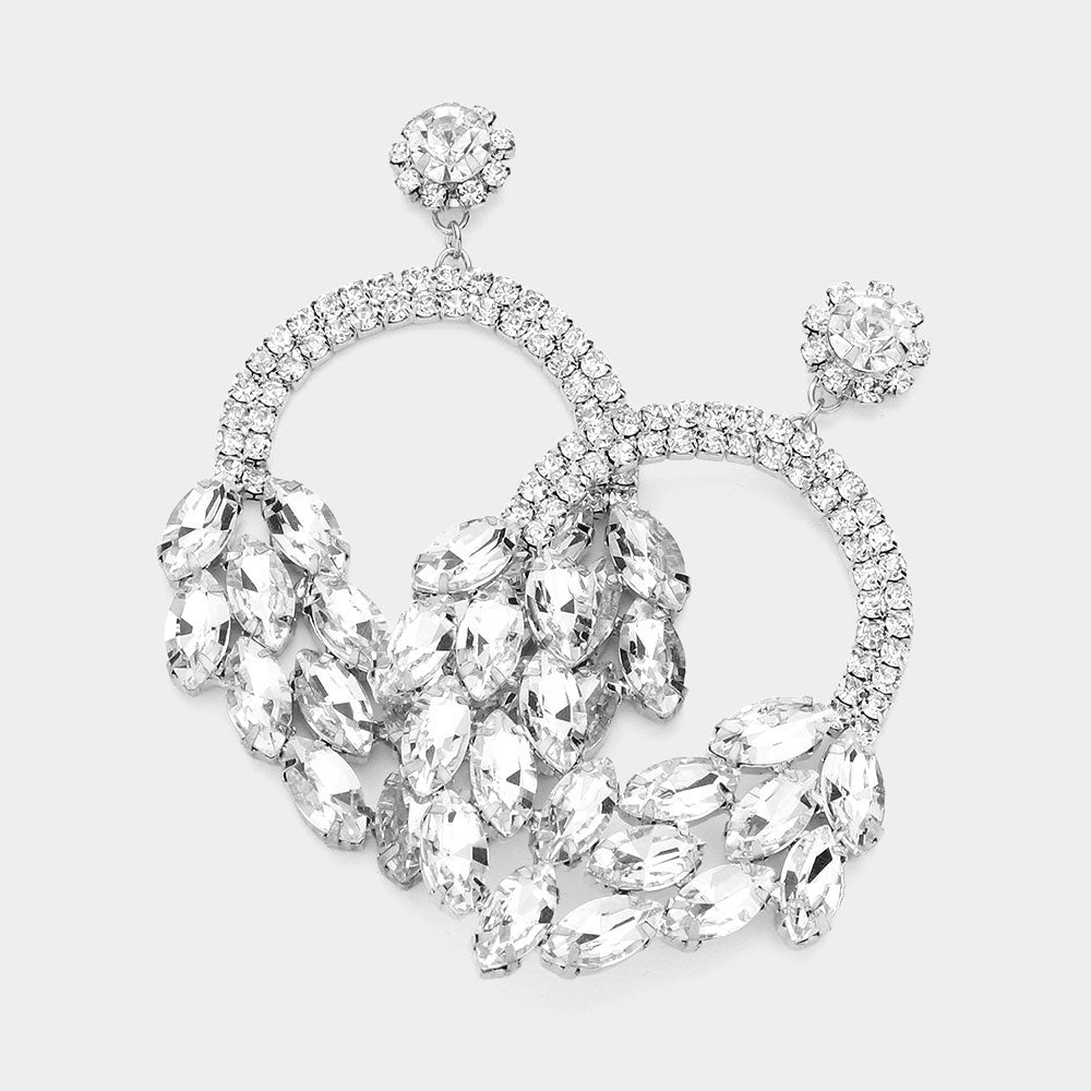 Samara Silver Rhinestone Competition Earrings