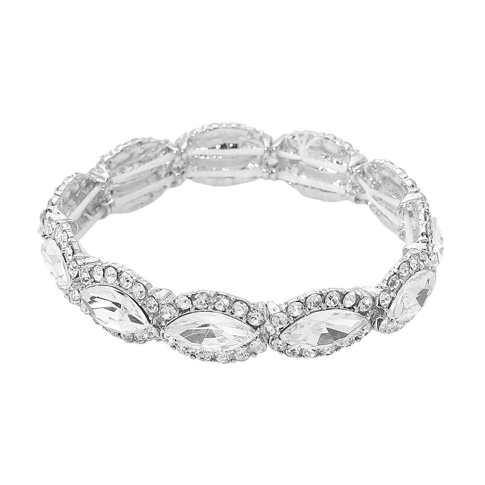 Sheree Silver Stretch Rhinestone Competition Bracelet