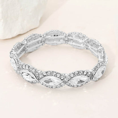 Sheree Silver Stretch Rhinestone Competition Bracelet