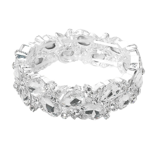 Sherrie Silver Stretch Rhinestone Competition Bracelet