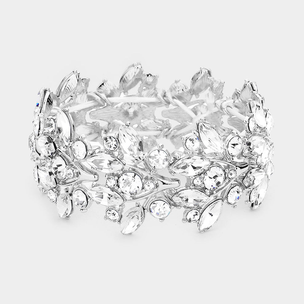 Kirsten Silver Stretch Rhinestone Competition Bracelet