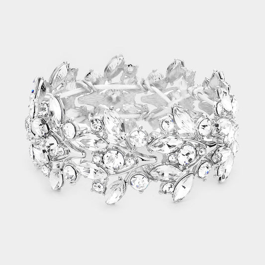 Kirsten Silver Stretch Rhinestone Competition Bracelet