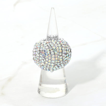 Silvia AB Silver Stretch Rhinestone Competition Ring
