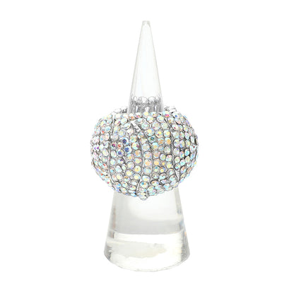 Silvia AB Silver Stretch Rhinestone Competition Ring
