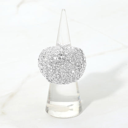 Silvia Silver Stretch Rhinestone Competition Ring