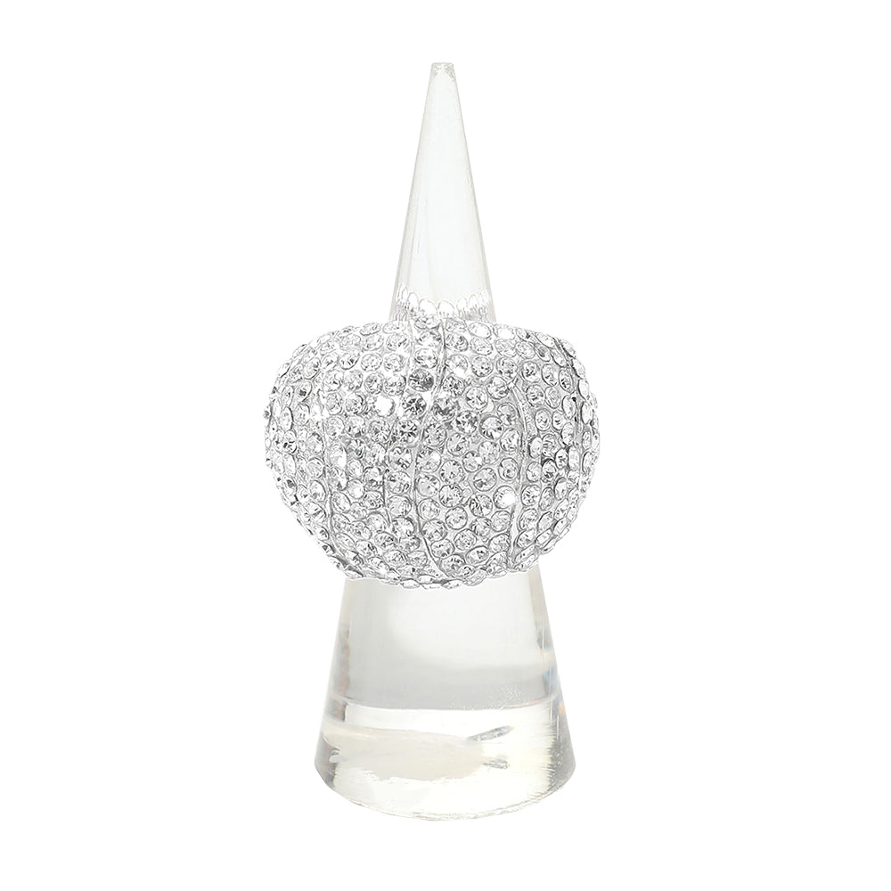 Silvia Silver Stretch Rhinestone Competition Ring