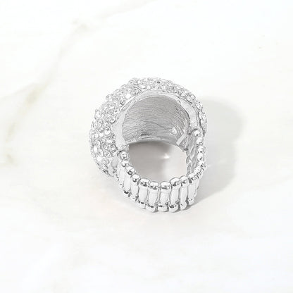 Silvia Silver Stretch Rhinestone Competition Ring
