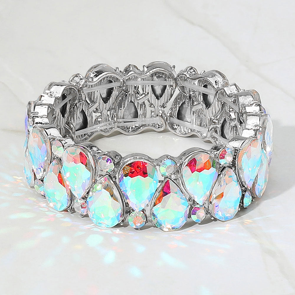 Sinai AB Silver Stretch Rhinestone Competition Bracelet