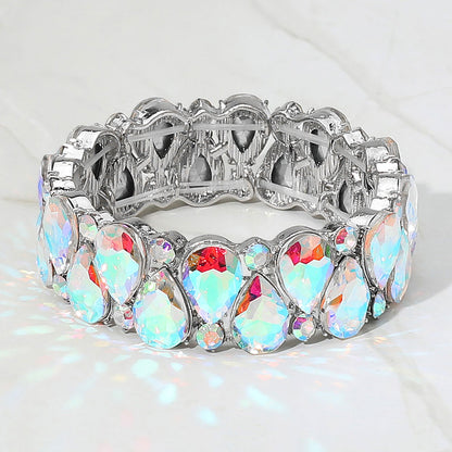 Sinai AB Silver Stretch Rhinestone Competition Bracelet