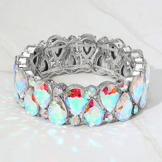 Sinai AB Silver Stretch Rhinestone Competition Bracelet