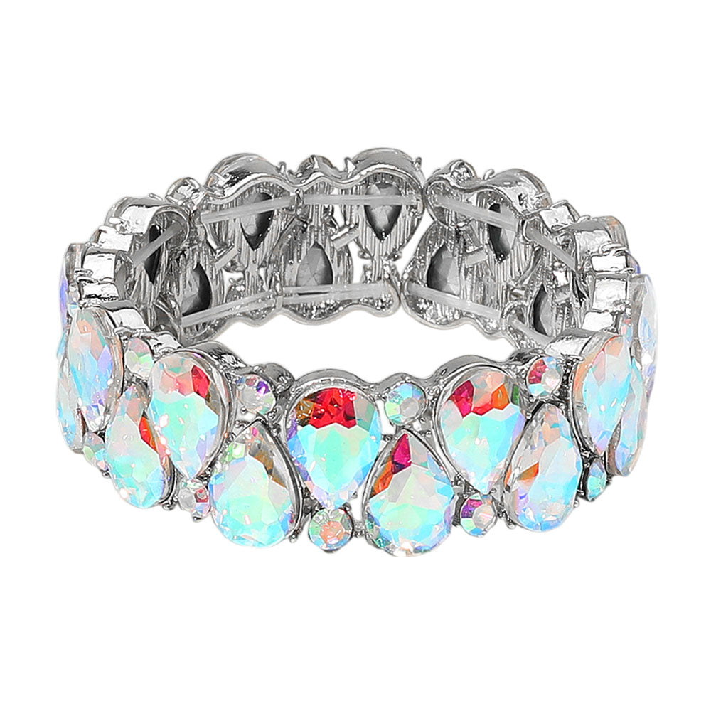 Sinai AB Silver Stretch Rhinestone Competition Bracelet