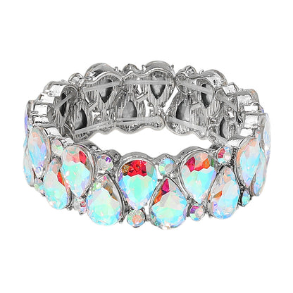 Sinai AB Silver Stretch Rhinestone Competition Bracelet