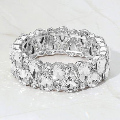 Sinai Silver Stretch Rhinestone Competition Bracelet