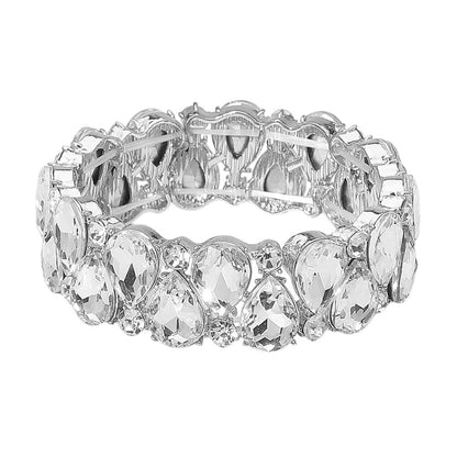Sinai Silver Stretch Rhinestone Competition Bracelet