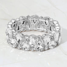 Load image into Gallery viewer, Sinai Silver Stretch Rhinestone Competition Bracelet
