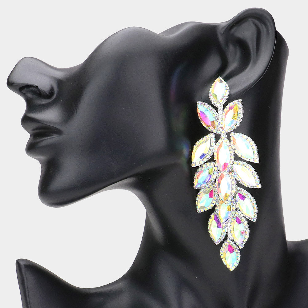 Skylar AB Silver Rhinestone Competition Earrings (Oversized)