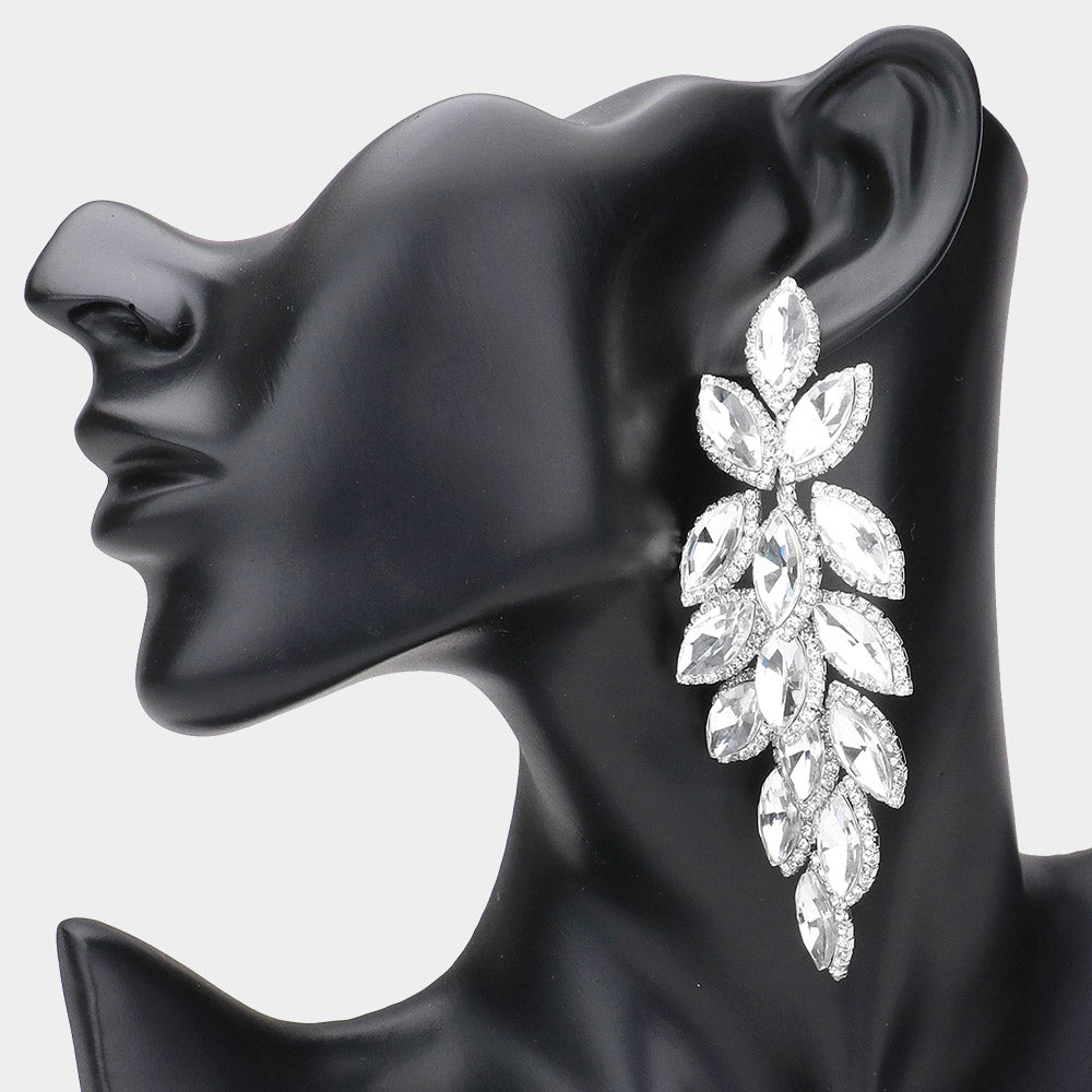 Skylar Silver Rhinestone Competition Earrings (Oversized)