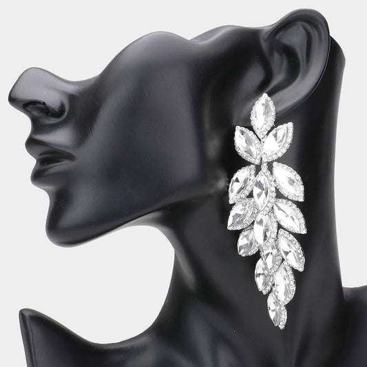Skylar Silver Rhinestone Competition Earrings (Oversized)