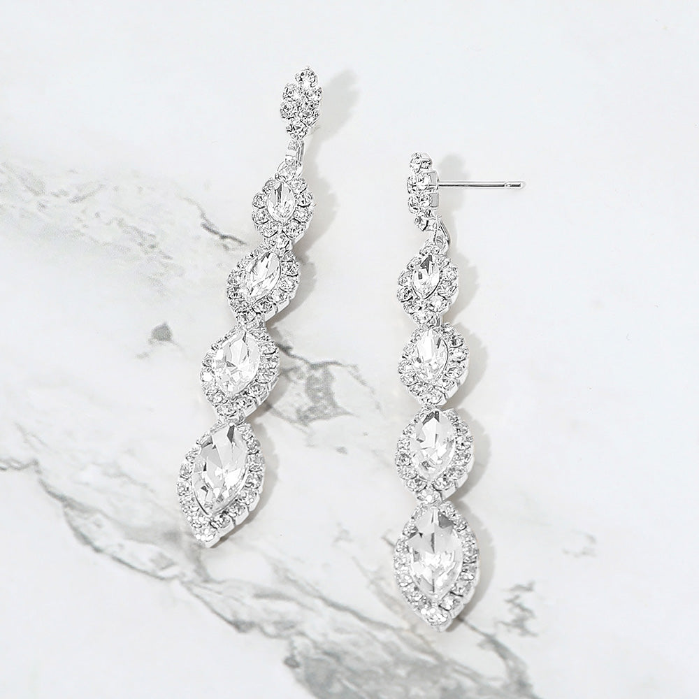 Sydney Silver Rhinestone Competition Earrings (Petite)