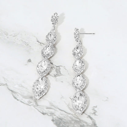 Sydney Silver Rhinestone Competition Earrings (Petite)