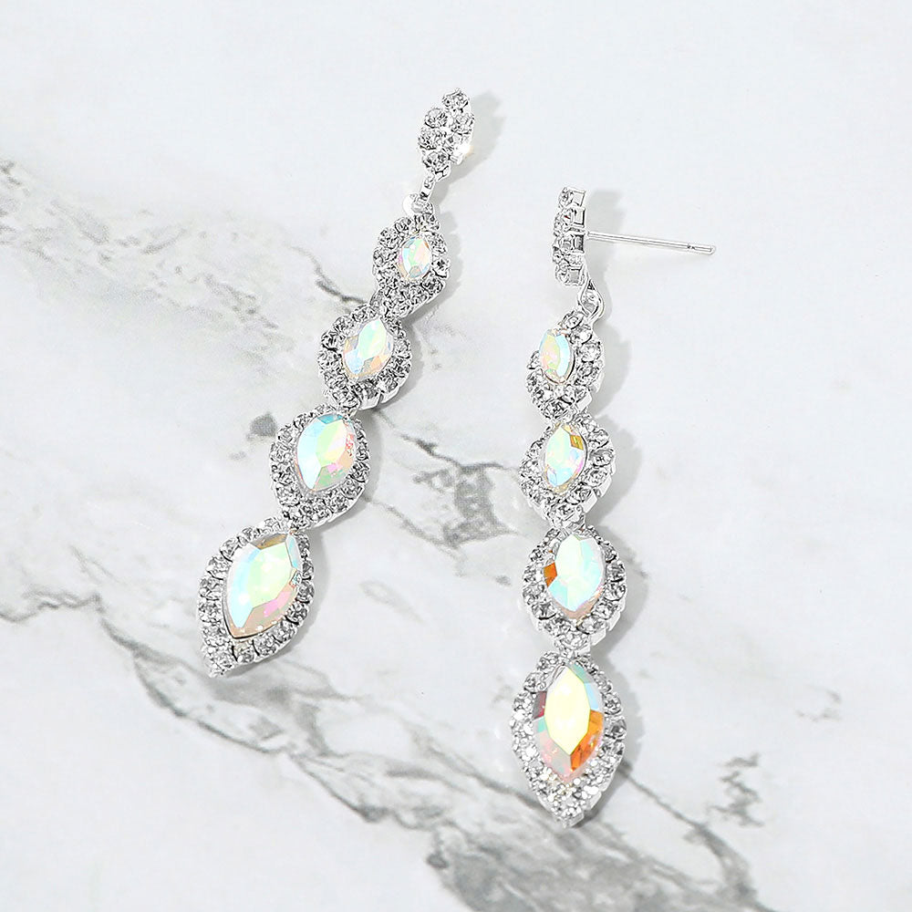 Sydney AB Silver Rhinestone Competition Earrings (Petite)