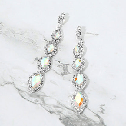 Sydney AB Silver Rhinestone Competition Earrings (Petite)