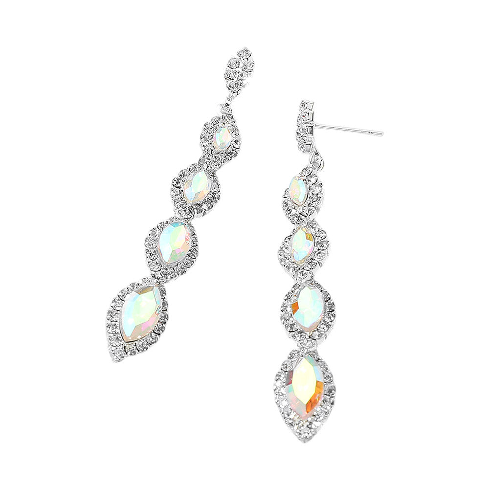 Sydney AB Silver Rhinestone Competition Earrings (Petite)