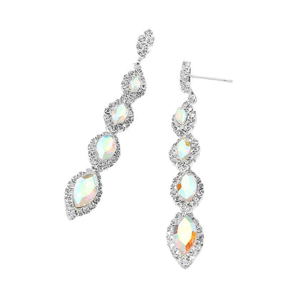 Sydney AB Silver Rhinestone Competition Earrings (Petite)
