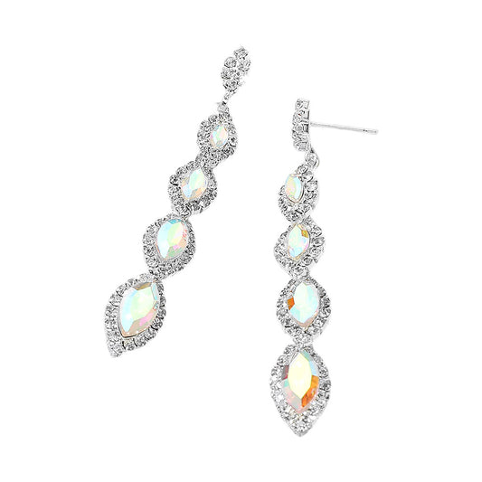 Sydney AB Silver Rhinestone Competition Earrings (Petite)