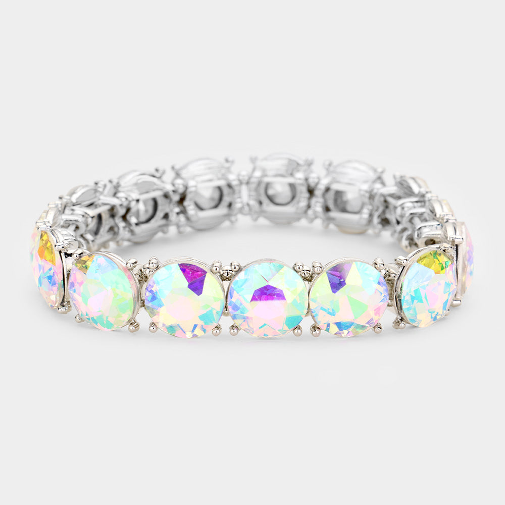 Tasha AB SIlver Stretch Rhinestone Competition Bracelet